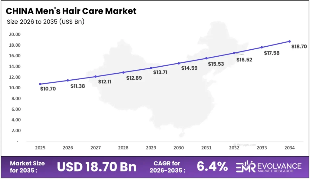 China Men's Hair Care Market Size and Forecast 2025 to 2035 – Revenue Growth Bar Chart