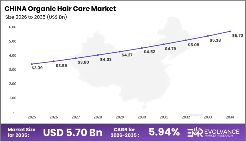 China Organic Hair Care Market Size and Forecast 2025 to 2035 – Revenue Growth Bar Chart