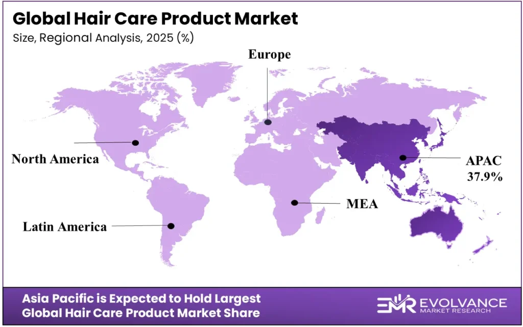 Map showing regional analysis of the Hair Care Product market from 2025 to 2035