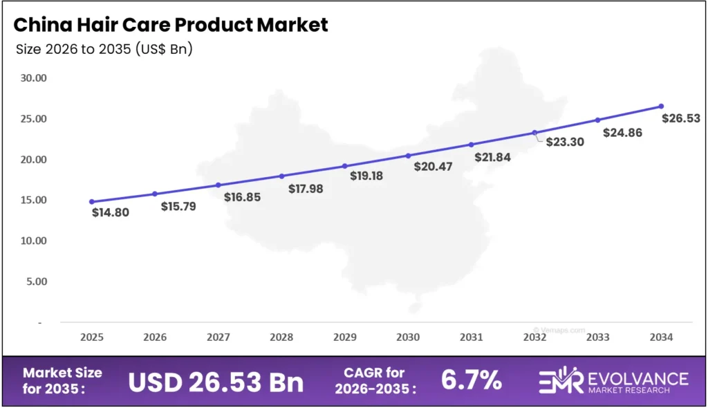 line chart showing china Hair Care Product market size analysis from 2025 to 2035